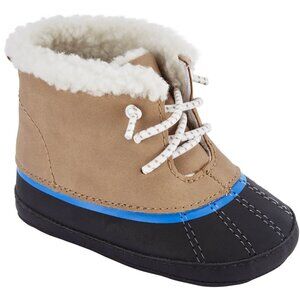 CARTER'S Baby Faux Fur Warm Rain Winter Tan and Black Boots Size 3 - 6-9 Months